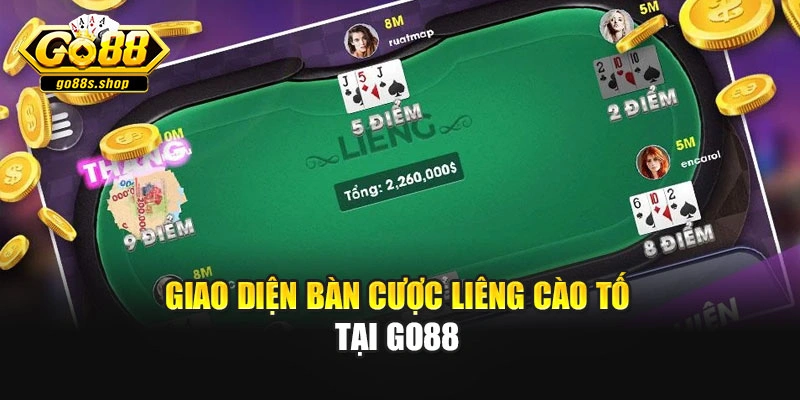 Giao diện bàn cược liêng cào tố tại Go88